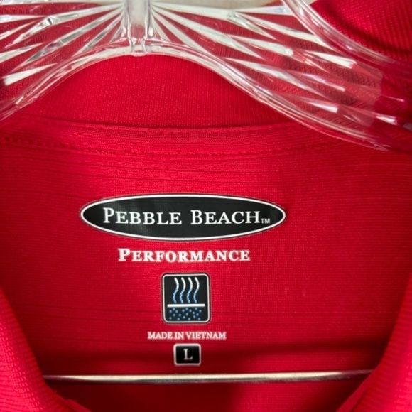Pebble Beach Performance Golf Polo Shirt Red with Red Stripes Size L - Picture 2 of 11